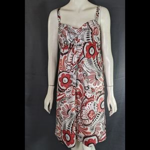 Strapy Dress 10 Ann Taylor Loft Cotton Bold Colors Twist Front